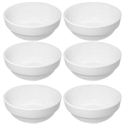 Kit 6 Ramekins Branco 150ml New Bone China 9x4cm Blanc Molheira Sobremesa Restaurante