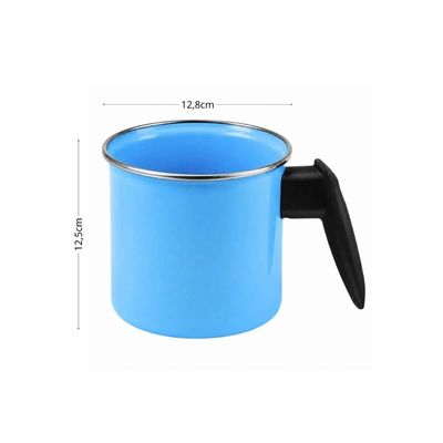Conjunto Esmaltado Ágata Leiteira 1,3L e Papeiro 800ml Azul Bebê Metallouça Cabos em Baquelite