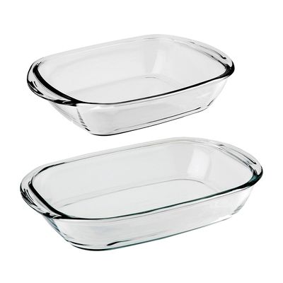 Conjunto de Assadeiras Retangular Nadir Sempre em Vidro 2 Peças