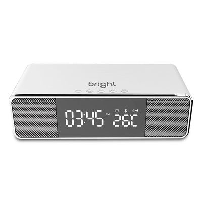 Radio Relogio BRIGHT com Carregador sem fio branco