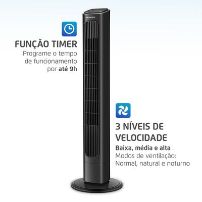 Ventilador de Torre Air Tower VTR01B Mondial Preto 45W 220V
