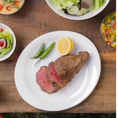 Prato Oval Branco Vidro Opalino Steak Essenza 30x26cm Profissional Avulso Restaurante