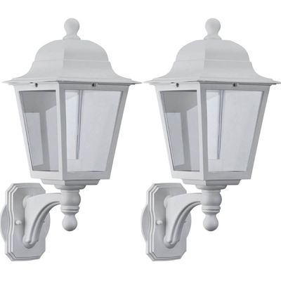 Kit 2 Arandelas Luminárias de Parede 28x52cm Branca Bivolt E27 Termoplástico Suporte Superior Dital