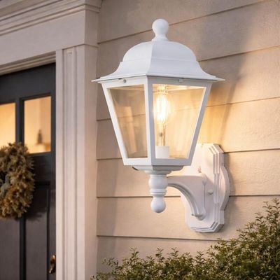 Kit 2 Arandelas Luminárias de Parede 28x52cm Branca Bivolt E27 Termoplástico Suporte Superior Dital