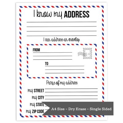 Folha Laminada Apagável: Eu Sei Meu Endereço, Meu Telefone - Educação Infantil, Atividades Infantis com 2 Marcadores Apagáveis - Inkdotpot 21,59 Cm × 27,94 Cm / Branco