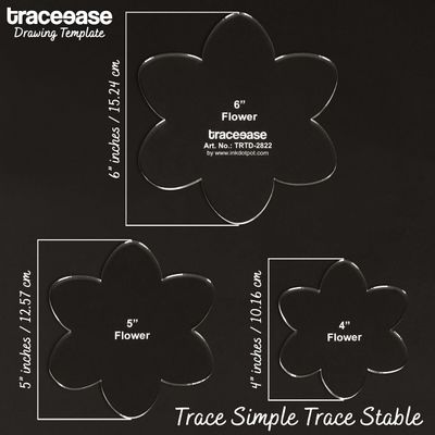 Traceease 3 Peças Molde Floral para Quilt/Aplique 10/13/15 cm para Costura e Patchwork - 0,3 cm de Espessura - IBA Crafts Amarelo