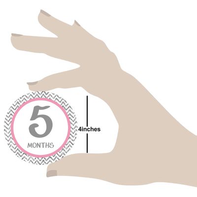 Adesivos Redondos de Marcos 12 Meses para Bebê Menino/Menina, Fotos do Primeiro Ano (Listras Rosa & Chevron), 24 Unid, 10 cm - Inkdotpot 10,16 Cm / Rosa