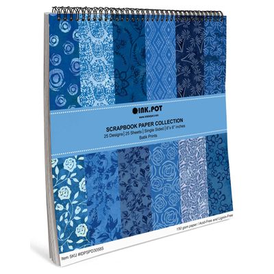 Bloco 25 Folhas de Papel Cartão Colorido Textura Batik Lado Único para Scrapbook, Fundo Decorativo para Cartões e Diário - Inkdotpot 15,24 Cm × 15,24 Cm / Multicolorido