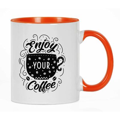 Canecas de Cerâmica 325 ml 'Aproveite Seu Café', Ótimas para a Noiva, Presente Divertido para Amante de Café - Inkdotpot 325 Ml / Laranja