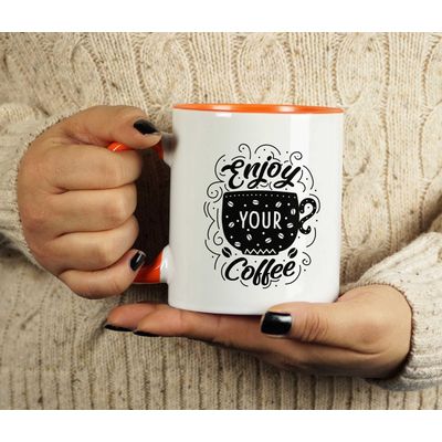 Canecas de Cerâmica 325 ml 'Aproveite Seu Café', Ótimas para a Noiva, Presente Divertido para Amante de Café - Inkdotpot 325 Ml / Laranja