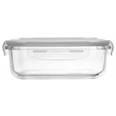 Kit 2 Potes Herméticos Vidro com Tampa 640ml Lyor Transparente 17cm Porta Mantimentos