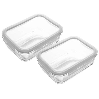 Kit 2 Potes Herméticos Vidro com Tampa 640ml Lyor Transparente 17cm Porta Mantimentos