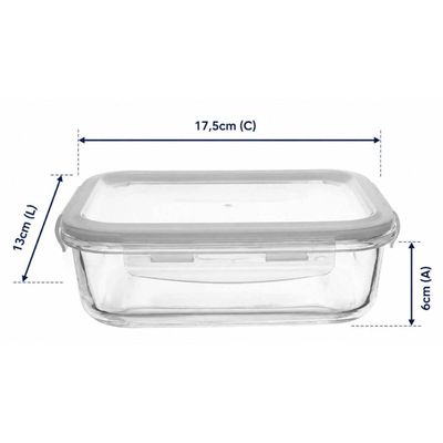 Kit 2 Potes Herméticos Vidro com Tampa 640ml Lyor Transparente 17cm Porta Mantimentos
