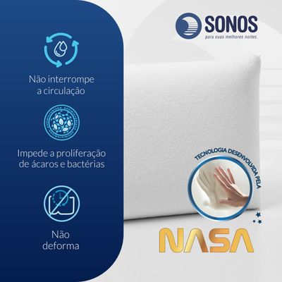Travesseiro Sonos Puro Visco Nasa Baixo 10cm De Altura
