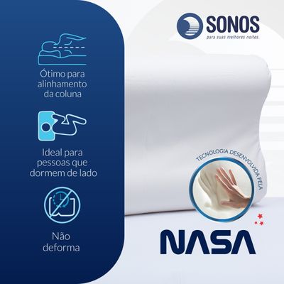 Travesseiro Sonos Nasa Light Cervical Peça Com 3 Alturas