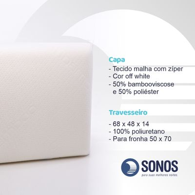 Travesseiro Sonos Visco Bamboo Alto 14cm de Altura