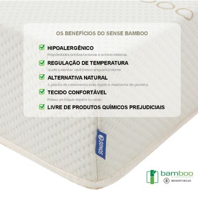 Colchão Sonos Sense Bamboo Casal Ortopédico Espuma D45 138x188x19 a Vácuo
