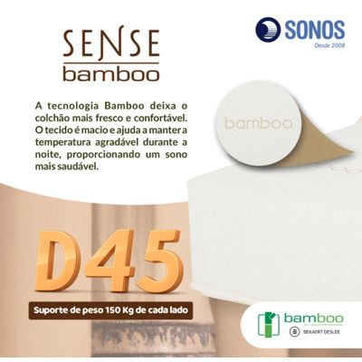 Colchão Sonos Sense Bamboo Casal Ortopédico Espuma D45 138x188x19 a Vácuo