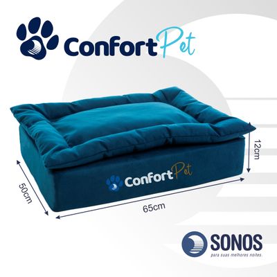 Cama Pequena Confort Pet Sonos com Pillow Removível Azul