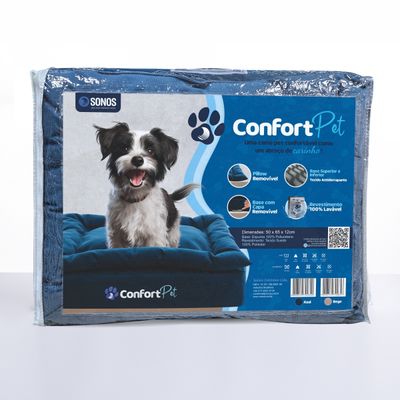 Cama Pequena Confort Pet Sonos com Pillow Removível Azul