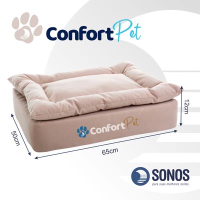 Cama Pequena Confort Pet Sonos com Pillow Removível Bege