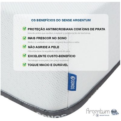 Colchão Sonos Sense Argentum Casal Ortopédico Espuma D33 138x188x19 a Vácuo