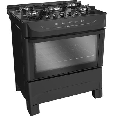 Fogão a Gás 5 Bocas Mesa de Vidro Acendimento Automático MFV5BB Mueller Preto / Bivolt