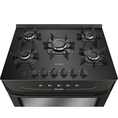 Fogão a Gás 5 Bocas Mesa de Vidro Acendimento Automático MFV5BB Mueller Preto / Bivolt