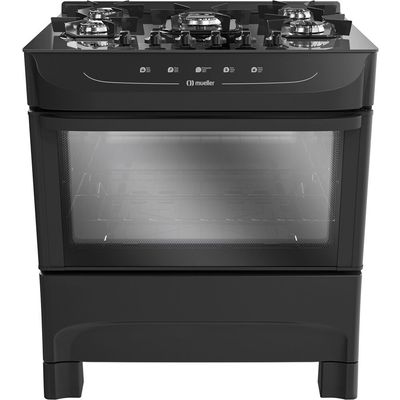 Fogão a Gás 5 Bocas Mesa de Vidro Acendimento Automático MFV5BB Mueller Preto / Bivolt