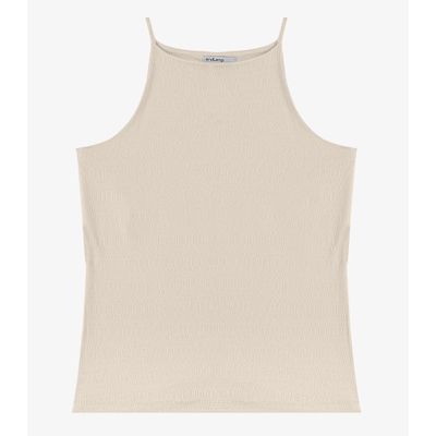 Blusa de Alça Visco Maquinetada Feminina Endless Bege M / Bege