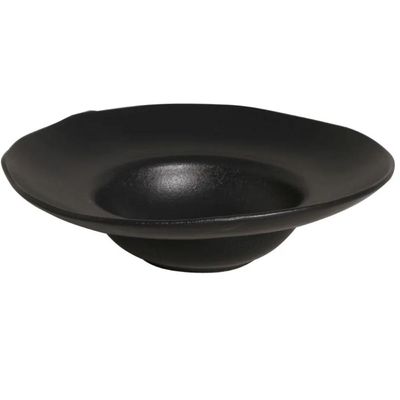 Prato para Risoto Massa Preto Matte 25cm Porto Brasil Cerâmica Orgânico Mesa Posta Restaurante