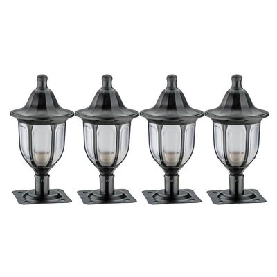 Jogo 4 Balizadores Preto de Jardim Muro Termoplástico Bivolt E27 Modena Dital Iluminação Externa