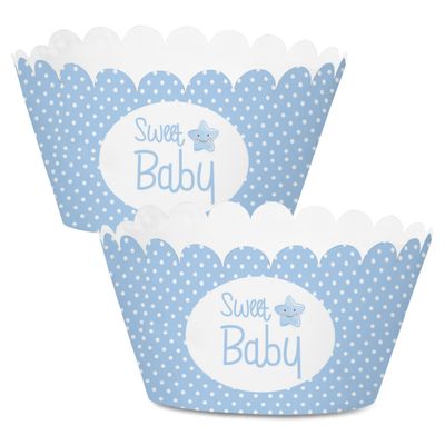 Forros de Cupcake Sem Fundo Ajustáveis com Elefantinho para Chá de Bebê Menino e Menina, Pacote com 30 - Inkdotpot 20,32 Cm × 3,81 Cm / Branco