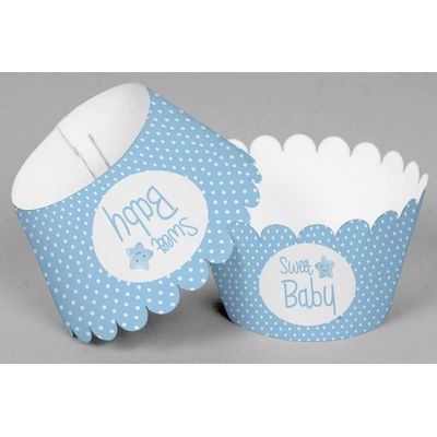 Forros de Cupcake Sem Fundo Ajustáveis com Elefantinho para Chá de Bebê Menino e Menina, Pacote com 30 - Inkdotpot 20,32 Cm × 3,81 Cm / Branco