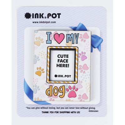 Moldura Magnética para Foto 'Eu Amo Meu Cachorro' para Geladeira, Mini - Presente para Amante de Cachorros | 10 x 8 cm - Inkdotpot 10 Cm × 8 Cm / Branco