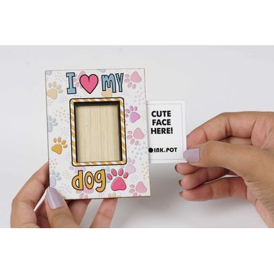 Moldura Magnética para Foto 'Eu Amo Meu Cachorro' para Geladeira, Mini - Presente para Amante de Cachorros | 10 x 8 cm - Inkdotpot 10 Cm × 8 Cm / Branco