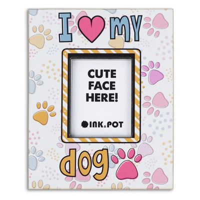 Moldura Magnética para Foto 'Eu Amo Meu Cachorro' para Geladeira, Mini - Presente para Amante de Cachorros | 10 x 8 cm - Inkdotpot 10 Cm × 8 Cm / Branco