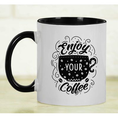 Canecas de Cerâmica 325 ml 'Aproveite Seu Café', Ótimas para a Noiva, Presente Divertido para Amante de Café - Inkdotpot 325 Ml / Preto