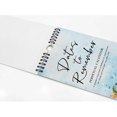 Calendário Perpétuo Aquático de Parede, Lembrete de Aniversário e Eventos, Livro/Diário/Cartão Presente/Planejador/Organizador - Inkdotpot 27,94 Cm × 13,72 Cm / Azul