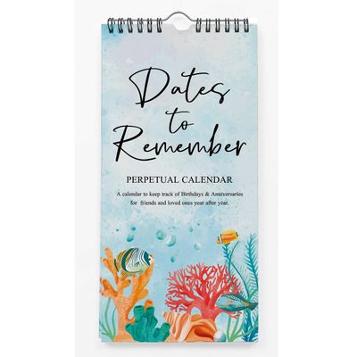 Calendário Perpétuo Aquático de Parede, Lembrete de Aniversário e Eventos, Livro/Diário/Cartão Presente/Planejador/Organizador - Inkdotpot 27,94 Cm × 13,72 Cm / Azul