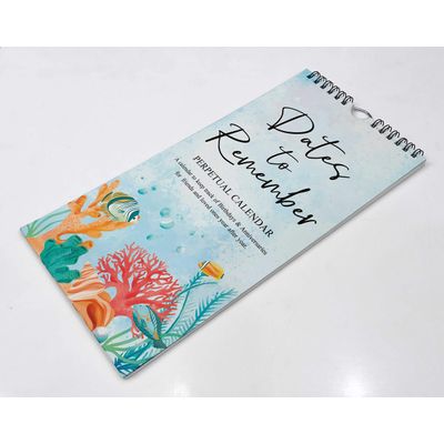Calendário Perpétuo Aquático de Parede, Lembrete de Aniversário e Eventos, Livro/Diário/Cartão Presente/Planejador/Organizador - Inkdotpot 27,94 Cm × 13,72 Cm / Azul