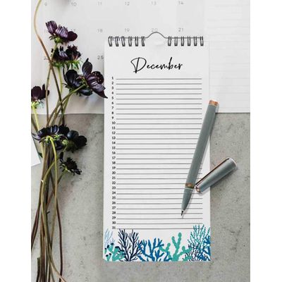 Calendário Perpétuo Aquático de Parede, Lembrete de Aniversário e Eventos, Livro/Diário/Cartão Presente/Planejador/Organizador - Inkdotpot 27,94 Cm × 13,72 Cm / Azul