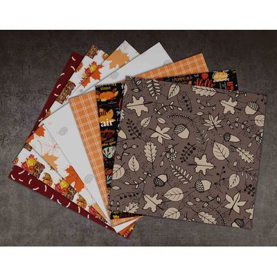 Bloco de 25 Folhas de Papel Texturizado Tema Outono, Lado Único, Papel Cartão Colorido para Scrapbook, DIY e Diário - Inkdotpot 15,24 Cm × 15,24 Cm / Multicolorido