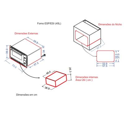 Forno Elétrico de Embutir Nardelli 45 Litros Inox ESI 127V