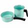 Conjunto Panela Papeiro e Leiteira Esmaltados Verde Água Agata Cabo Baquelite Borda Inox Metallouça