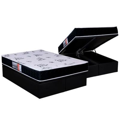 Conjunto Box Baú Queen: Colchão Espuma Orthoflex D28 Nápoles + Base Crc Courano Black (158x198)