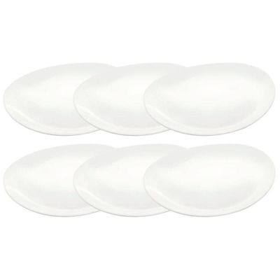 Jogo 6 Pratos Oval Branco Vidro Opalino Steak Essenza 30x26cm Servir Mesa Posta