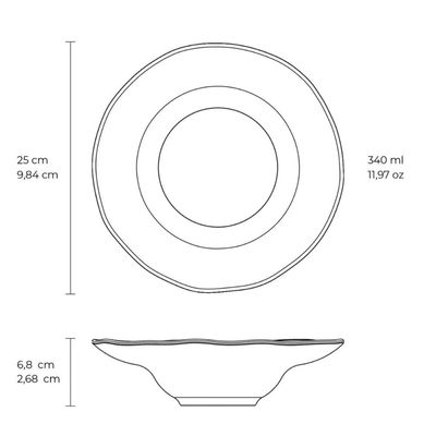 Prato para Massa Orgânico Breeze 25cm Porto Brasil Cerâmica Chapéu Risoto Macarrão Fundo