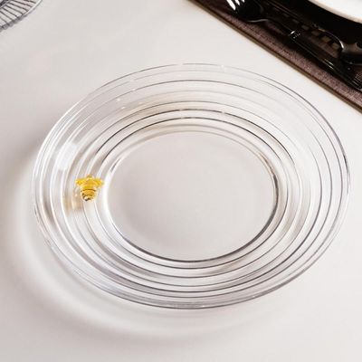 Jogo 6 Pratos de Sobremesa 19cm Vidro Cristal Decorado Abelh