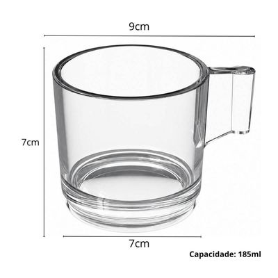 Jogo 6 Xícaras com Pires para Chá Café 185ml Vidro Transparente Dia Dia L Hermitage